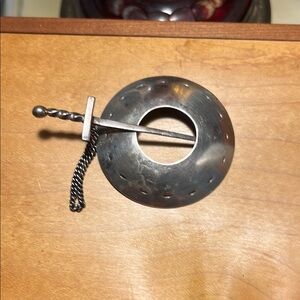 Silver Spiral Brooch with Decorative Pin